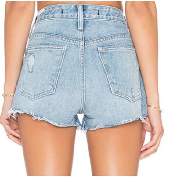Lovers + Friends Revolve Denim Jack High Rise Distressed Shorts Size 26 W 28 - Picture 6 of 8
